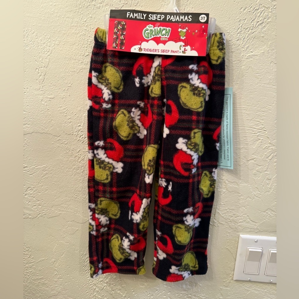 The Grinch Dr. Seuss 3T Toddler Black and Green Family Christmas Pajama Bottoms